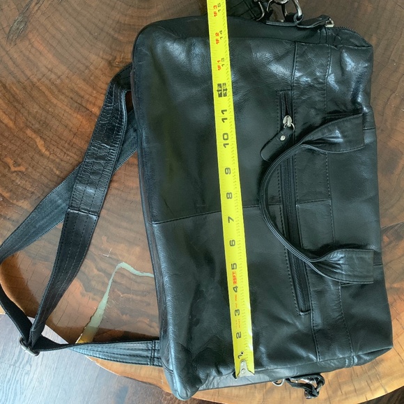 Soft Black Leather Messenger Bag - Picture 10 of 16